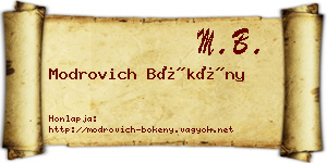 Modrovich Bökény névjegykártya